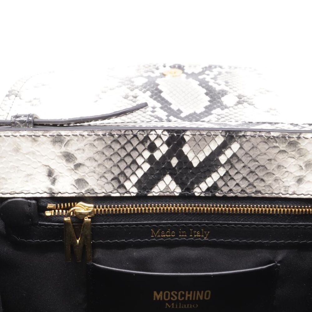 Moschino M-Logo Python-Print Shoulder Bag In Whit… - image 7